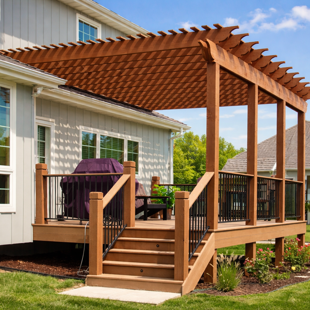 Treated Wood Deck & Pergola Construction West Island Montreal | Custom Deck